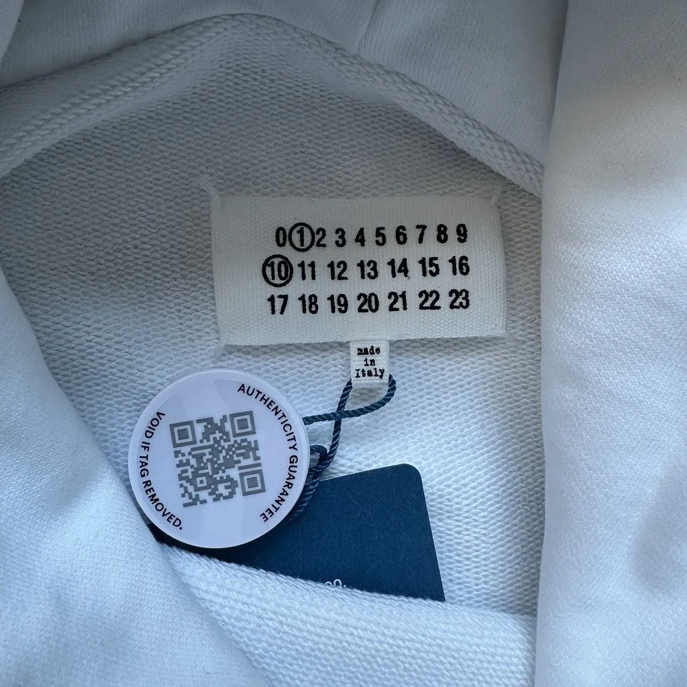 Maison Margiela Numbers Oversized embroidered hoodie White S fits size L / XL